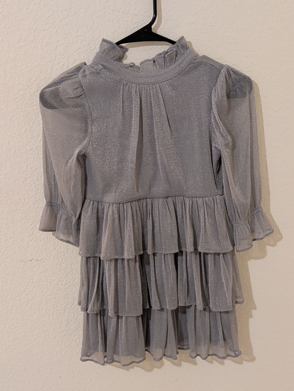 Janie and Jack Silver Shimmer Tiered Ruffle Dress